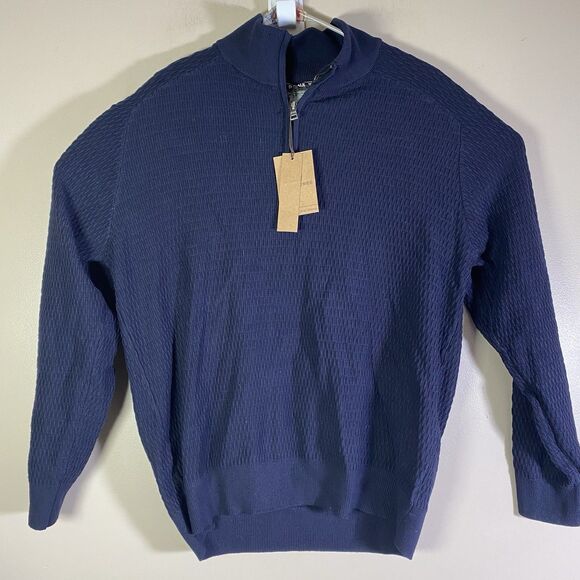 PJ Paul Jones Men XL Navy 1/4 Zip Sweater NWT Minimalist Preppy Classic Golf - Picture 1 of 12